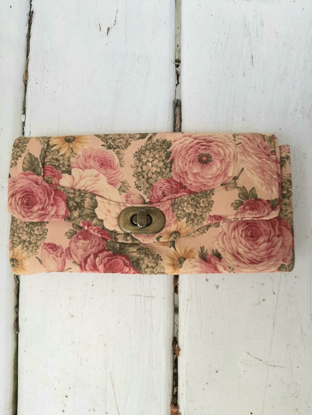 Vintage Fabric Coquette Cottagecore Floral Quilted Handmade Clutch Bag Wallet
